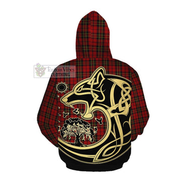 Brodie Tartan Cotton Hoodie with Family Crest Celtic Wolf Style Pullover Hoodie - Tartan Vibes Clothing