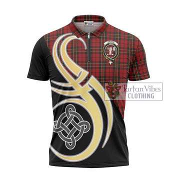 Brodie Tartan Zipper Polo Shirt with Family Crest and Celtic Symbol Style - Tartan Vibes Clothing