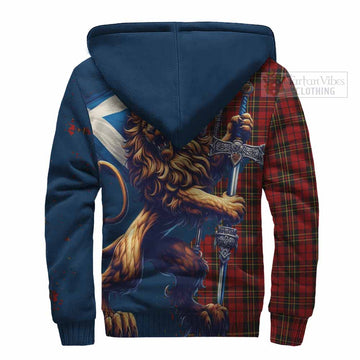 Brodie Tartan Family Crest Sherpa Hoodie with Scottish Majestic Lion - Tartan Vibes Clothing