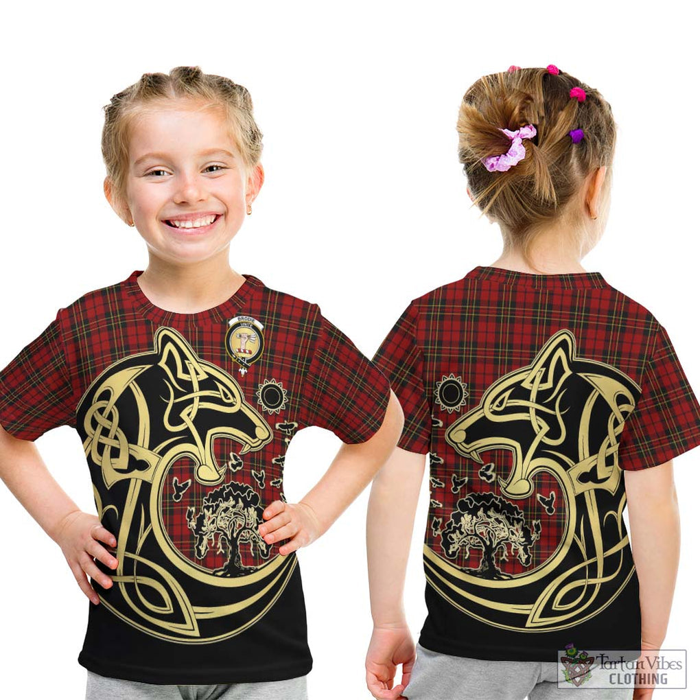 Brodie Tartan Kid T-Shirt with Family Crest Celtic Wolf Style - Tartan Vibes Clothing