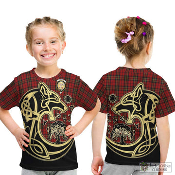 Brodie Tartan Kid T-Shirt with Family Crest Celtic Wolf Style - Tartan Vibes Clothing