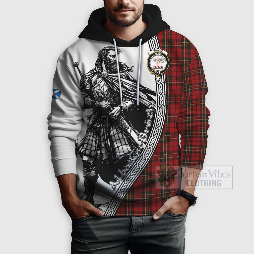 Brodie Tartan Clan Crest Hoodie with Highlander Warrior Celtic Style - Tartan Vibes Clothing