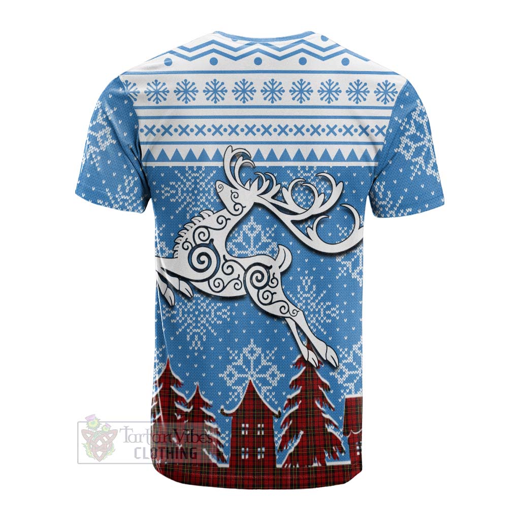 Brodie Clan Christmas Cotton T-shirt Celtic Reindeer Style - Tartan Vibes Clothing