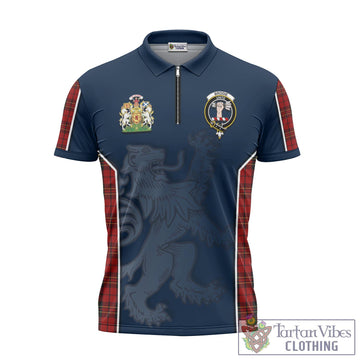 Brodie Tartan Zipper Polo Shirt with Family Crest and Lion Rampant Vibes Sport Style - Tartan Vibes Clothing