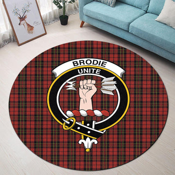Brodie Tartan Round Rug with Family Crest - Tartan Vibes Clothing