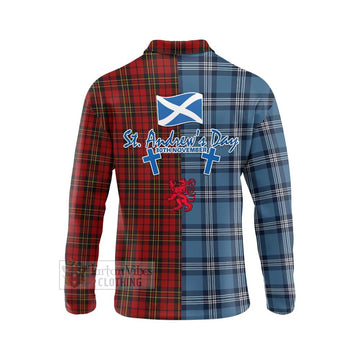 Brodie Tartan Long Sleeve Polo Shirt Happy St. Andrew's Day Half Tartan Style - Tartan Vibes Clothing
