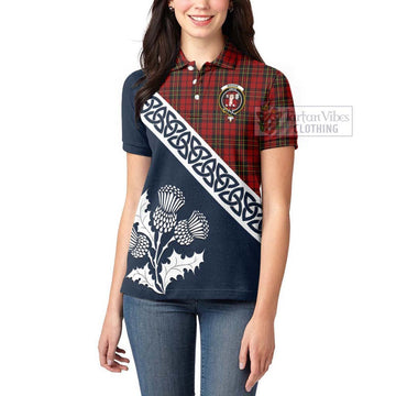 Brodie Tartan Women's Polo Shirt Featuring Thistle and Scotland Map - Tartanvibesclothing Store