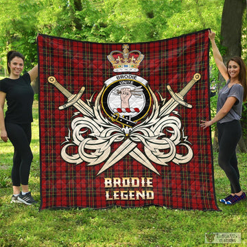 Brodie Tartan Quilt with Clan Crest and the Golden Sword of Courageous Legacy - Tartan Vibes Clothing
