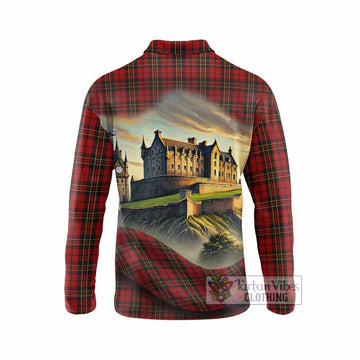 Brodie Tartan Family Crest Long Sleeve Polo Shirt with Scottish Ancient Castle Style - Tartan Vibes Clothing