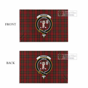 Tartan Vibes Clothing Brodie Tartan House Flag with Family Crest