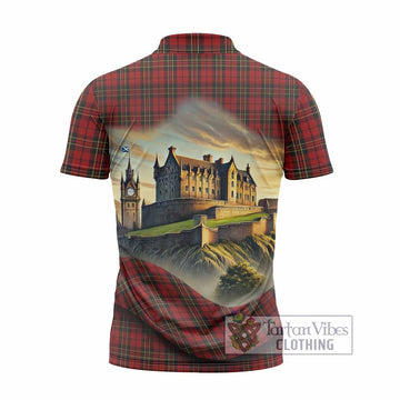 Brodie Tartan Family Crest Zipper Polo Shirt with Scottish Ancient Castle Style - Tartan Vibes Clothing