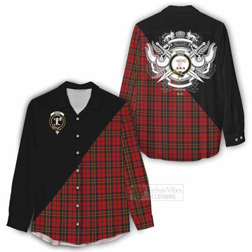 Brodie Tartan Women's Casual Shirt with Family Crest and Military Logo Style - Tartan Vibes Clothing