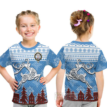 Brodie Clan Christmas Kid T-Shirt Celtic Reindeer Style - Tartan Vibes Clothing
