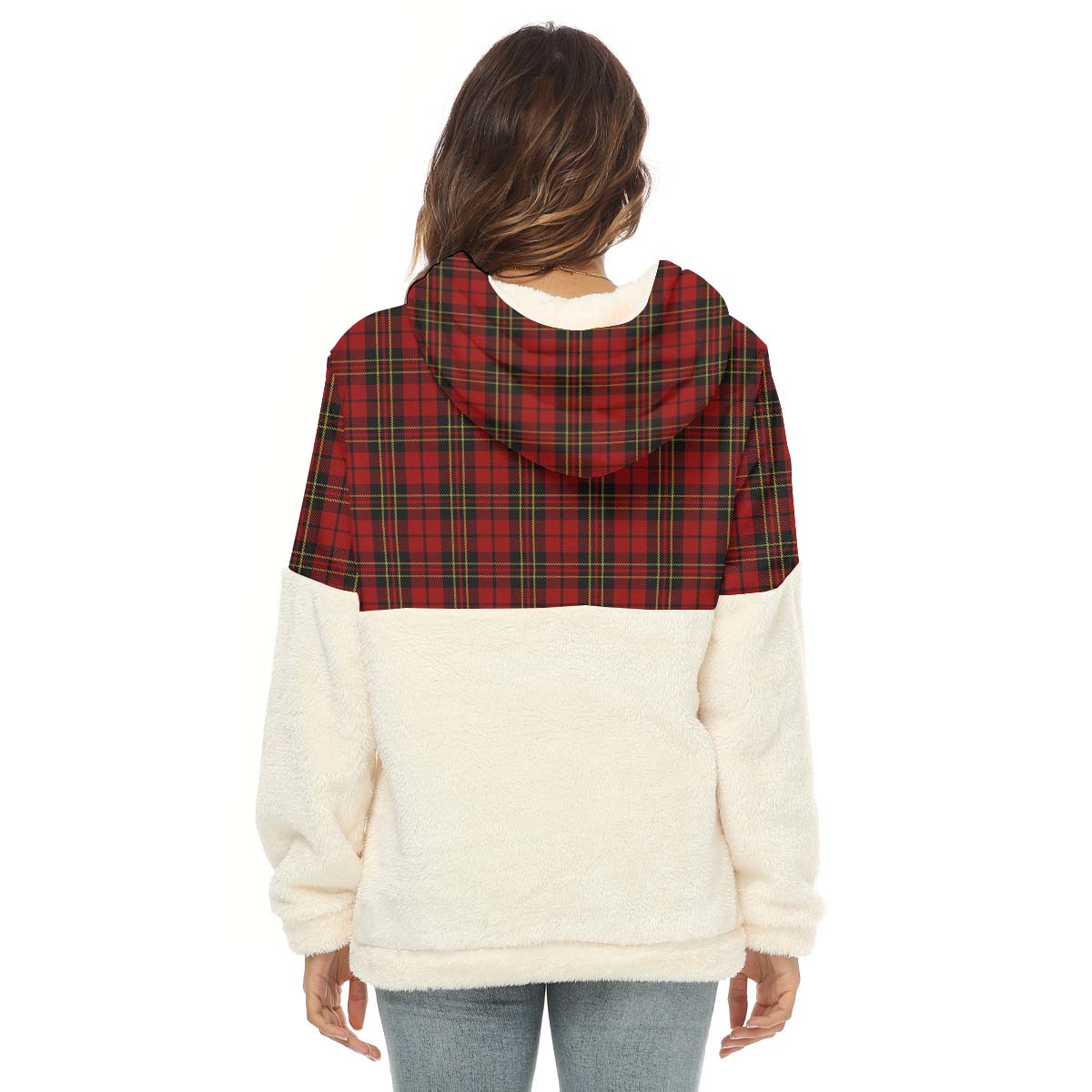 Brodie Tartan Half Style Women's Borg Fleece Hoodie with Half Zip - Tartan Vibes Clothing