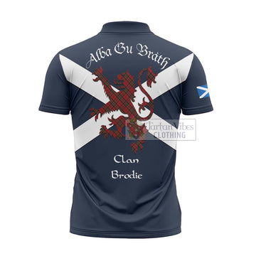 Brodie Tartan Lion Rampant Zipper Polo Shirt Proudly Display Your Heritage with Alba Gu Brath and Clan Name - Tartan Vibes Clothing