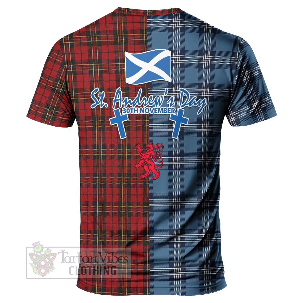 Brodie Tartan T-Shirt Happy St. Andrew's Day Half Tartan Style - Tartan Vibes Clothing