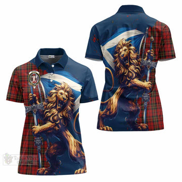 Brodie Tartan Family Crest Women's Polo Shirt with Scottish Majestic Lion - Tartan Vibes Clothing