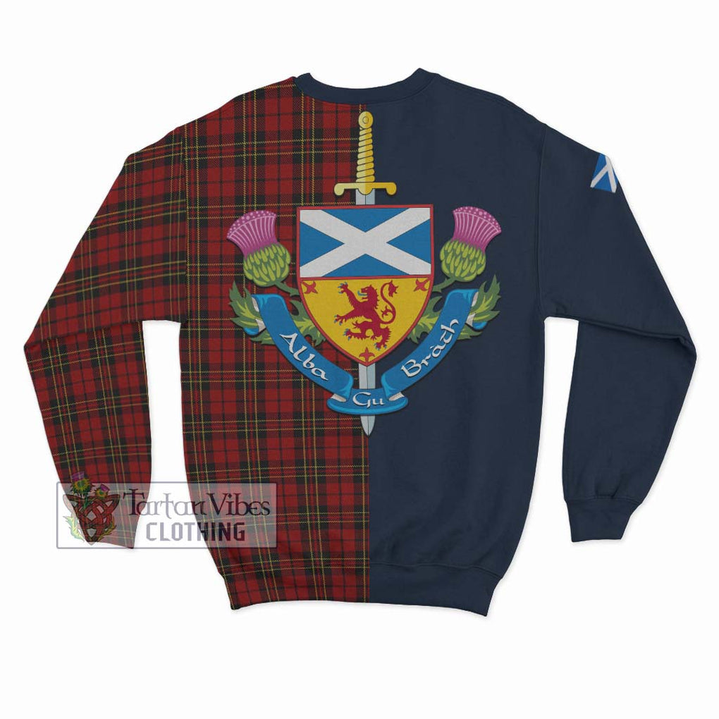 Brodie Tartan Sweatshirt Alba with Scottish Lion Royal Arm Half Style - Tartan Vibes Clothing