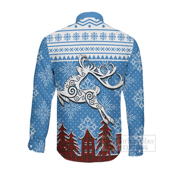 Brodie Clan Christmas Long Sleeve Button Shirt Celtic Reindeer Style Men's Shirt - Tartan Vibes Clothing