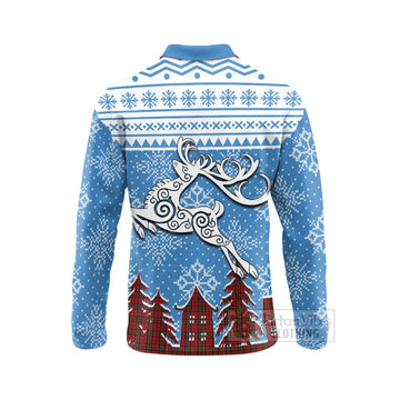 Brodie Clan Christmas Long Sleeve Polo Shirt Celtic Reindeer Style - Tartan Vibes Clothing