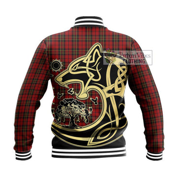 Brodie Tartan Baseball Jacket with Family Crest Celtic Wolf Style - Tartan Vibes Clothing