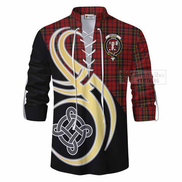 Brodie Tartan Ghillie Kilt Shirt with Family Crest and Celtic Symbol Style - Tartan Vibes Clothing