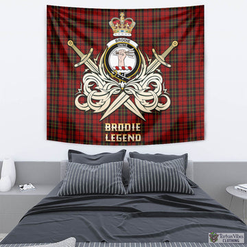 Brodie Tartan Tapestry with Clan Crest and the Golden Sword of Courageous Legacy - Tartan Vibes Clothing