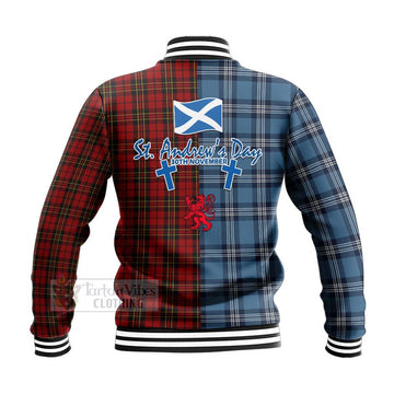 Brodie Tartan Baseball Jacket Happy St. Andrew's Day Half Tartan Style - Tartan Vibes Clothing