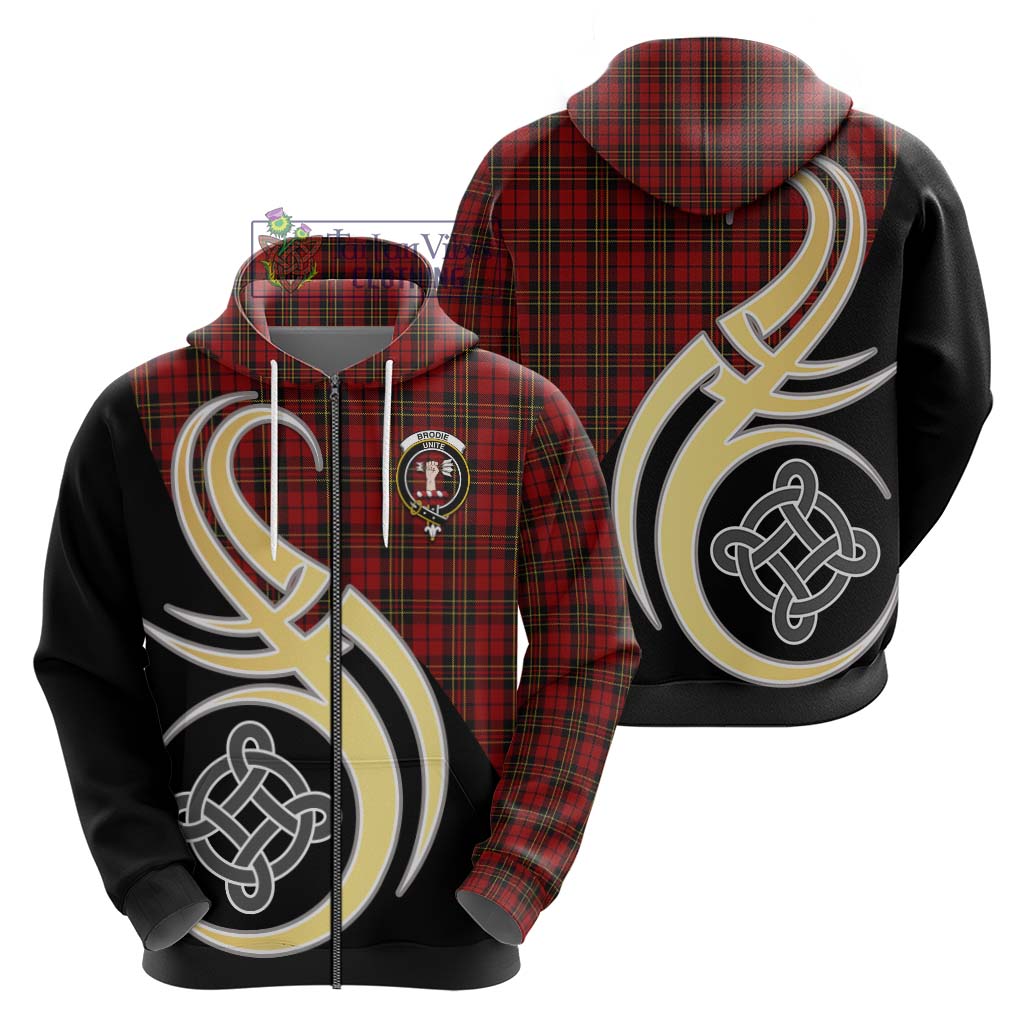 Brodie Tartan Hoodie with Family Crest and Celtic Symbol Style - Tartan Vibes Clothing