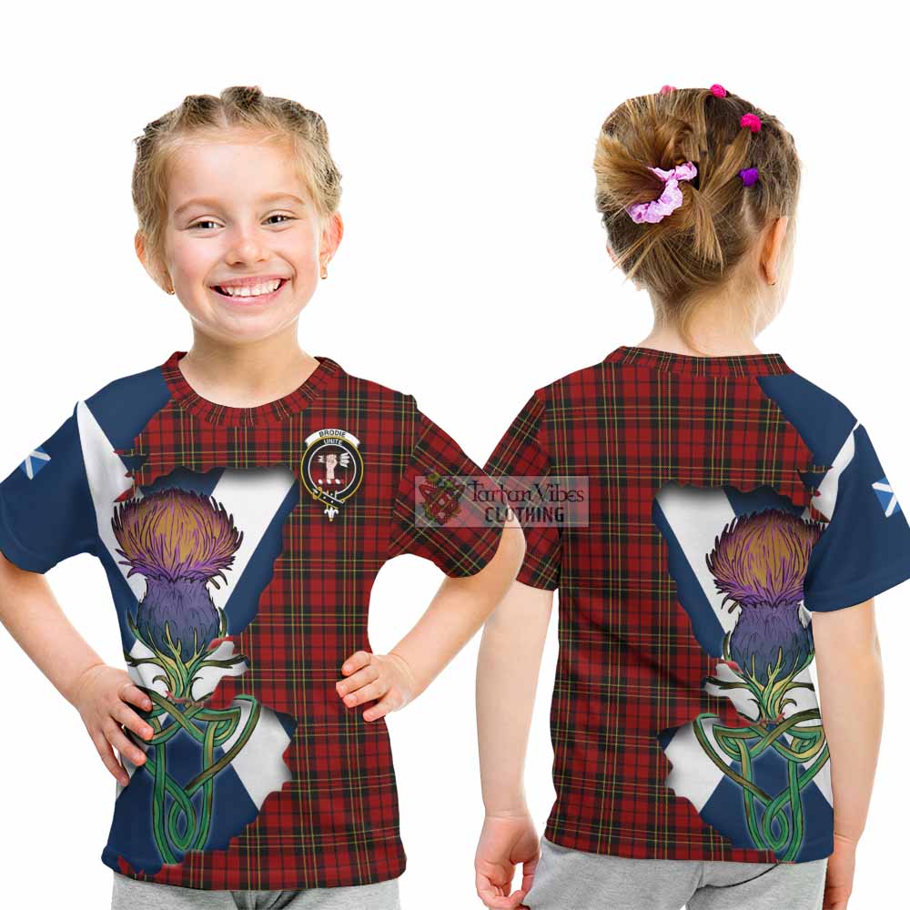Tartan Vibes Clothing Brodie Tartan Family Crest Kid T-Shirt Scottish Thistle Celtic Inspired