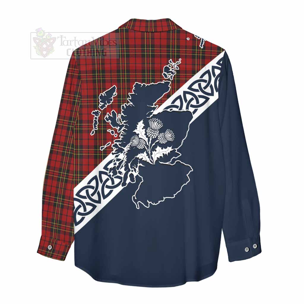 Brodie Tartan Women's Casual Shirt Featuring Thistle and Scotland Map - Tartan Vibes Clothing