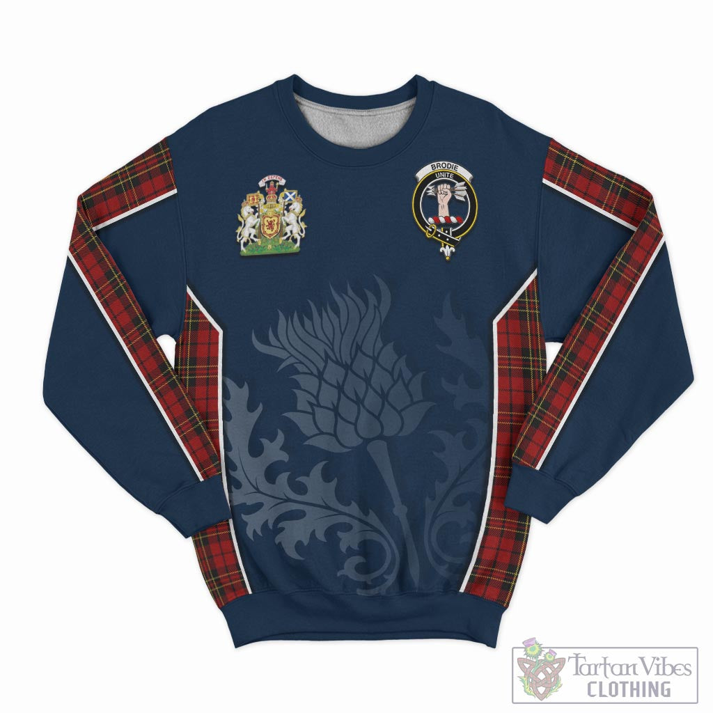 Brodie Tartan Sweatshirt with Family Crest and Scottish Thistle Vibes Sport Style - Tartan Vibes Clothing