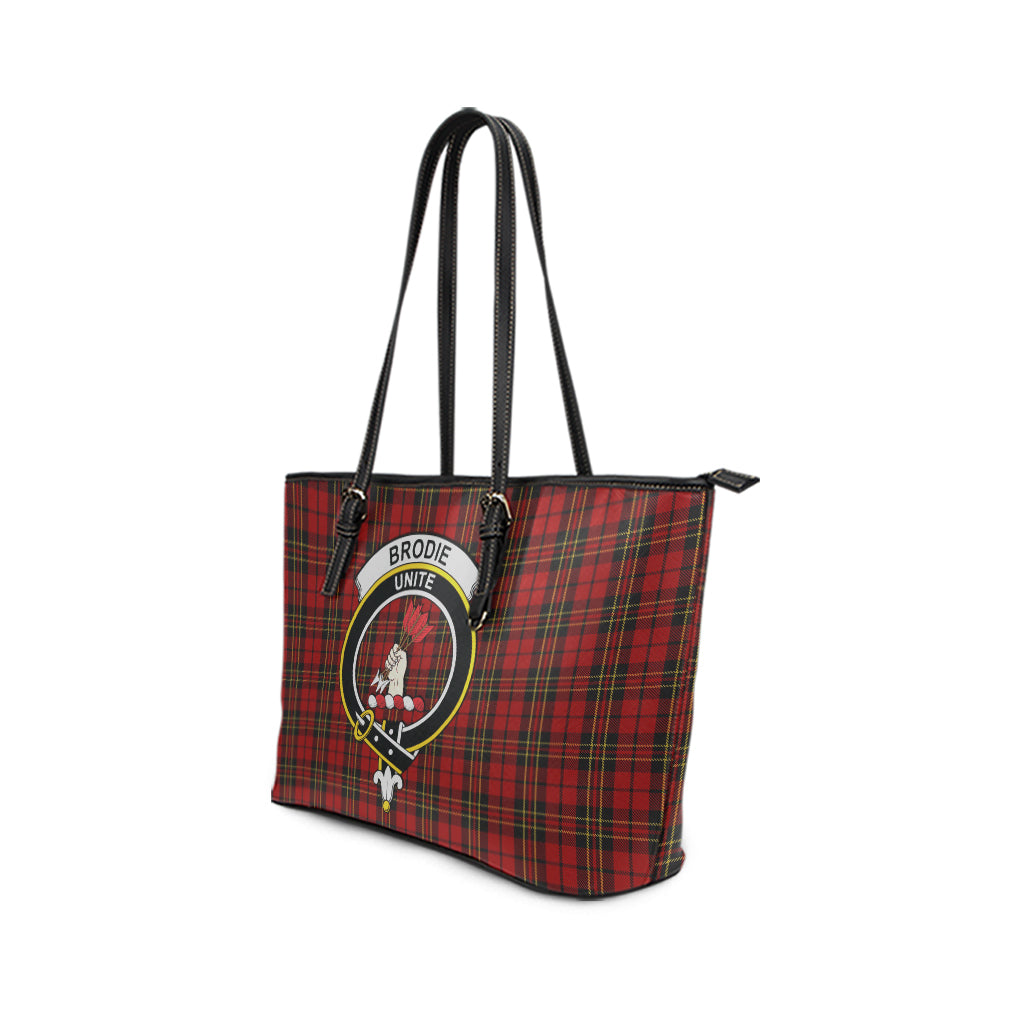 Brodie Tartan Leather Tote Bag with Family Crest - Tartan Vibes Clothing