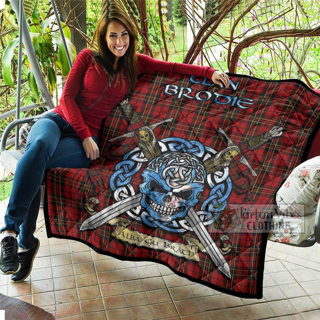Brodie Tartan Quilt with Celtic Skull Alba Gu Brath Style - Tartan Vibes Clothing