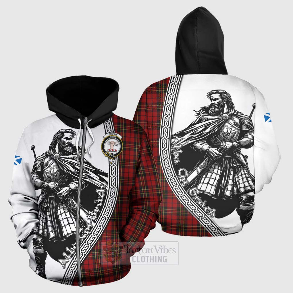 Brodie Tartan Clan Crest Hoodie with Highlander Warrior Celtic Style - Tartan Vibes Clothing