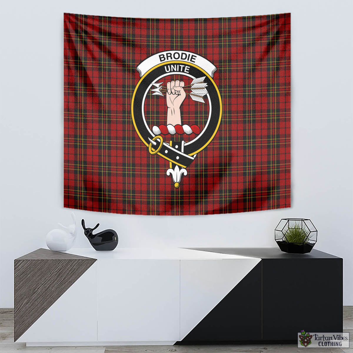 Brodie Tartan Tapestry Wall Hanging and Home Decor for Room with Family Crest - Tartan Vibes Clothing