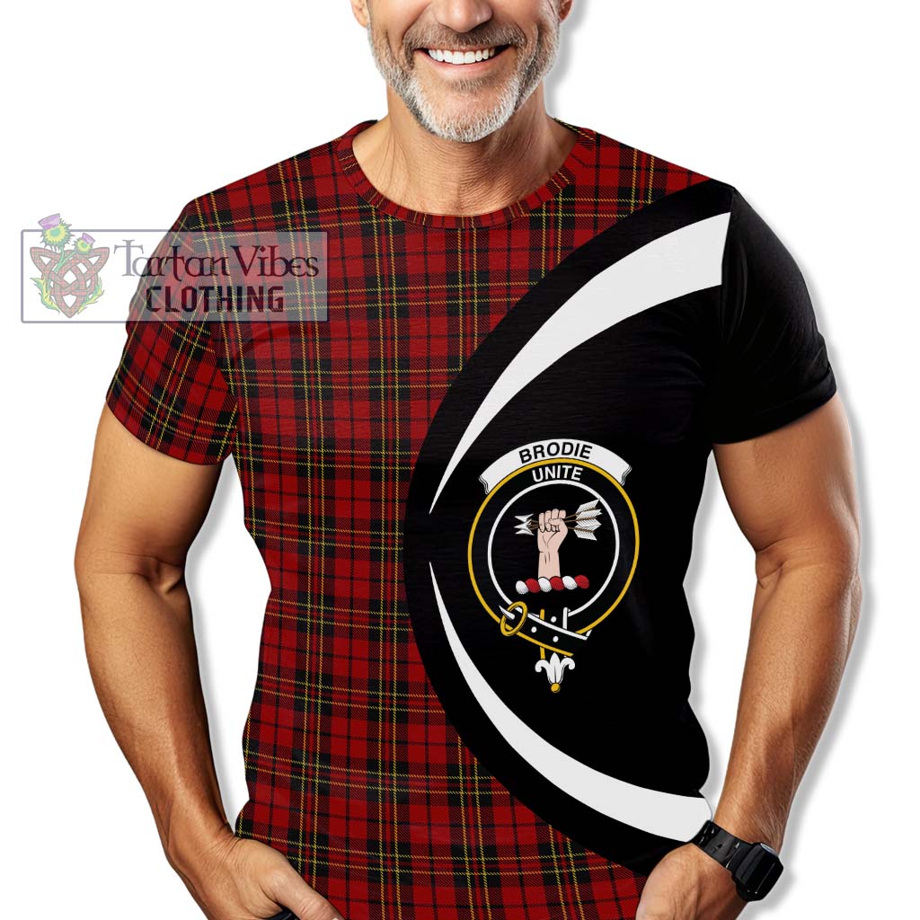 Brodie Tartan T-Shirt with Family Crest Circle Style - Tartan Vibes Clothing