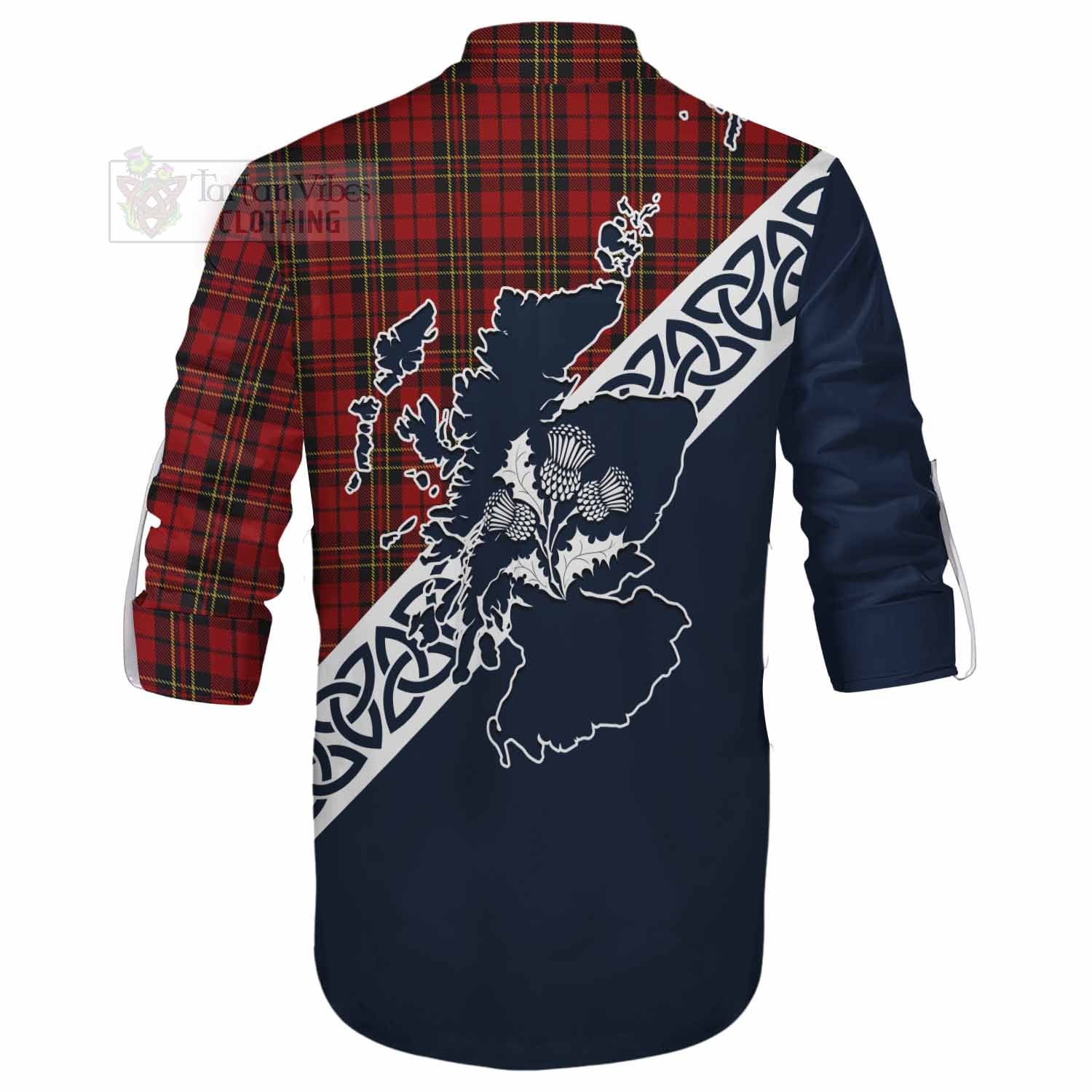 Brodie Tartan Ghillie Kilt Shirt Featuring Thistle and Scotland Map - Tartan Vibes Clothing