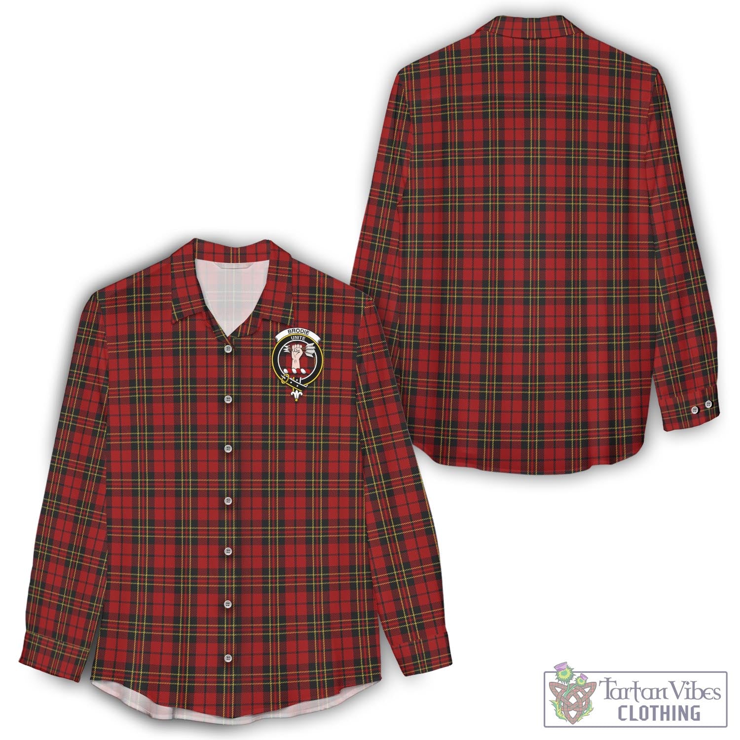 Tartan Vibes Clothing Brodie Tartan Womens Casual Shirt with Family Crest