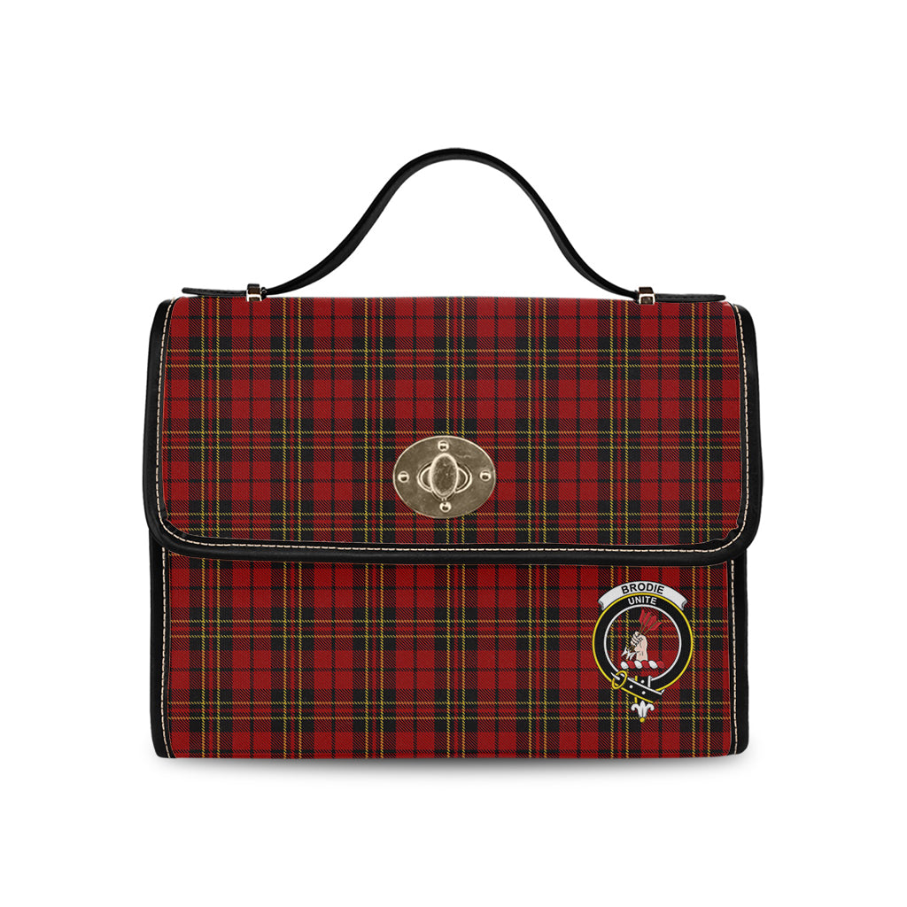 Brodie Tartan Leather Strap Waterproof Canvas Bag with Family Crest - Tartanvibesclothing
