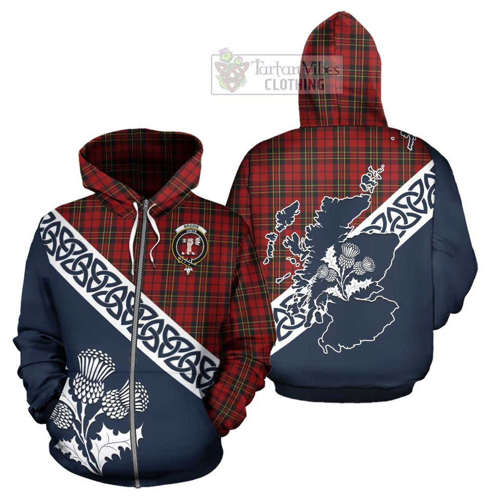 Brodie Tartan Hoodie Featuring Thistle and Scotland Map - Tartan Vibes Clothing