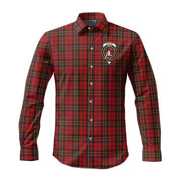 Brodie Tartan Long Sleeve Button Up Shirt with Family Crest Men's Shirt - Tartan Vibes Clothing