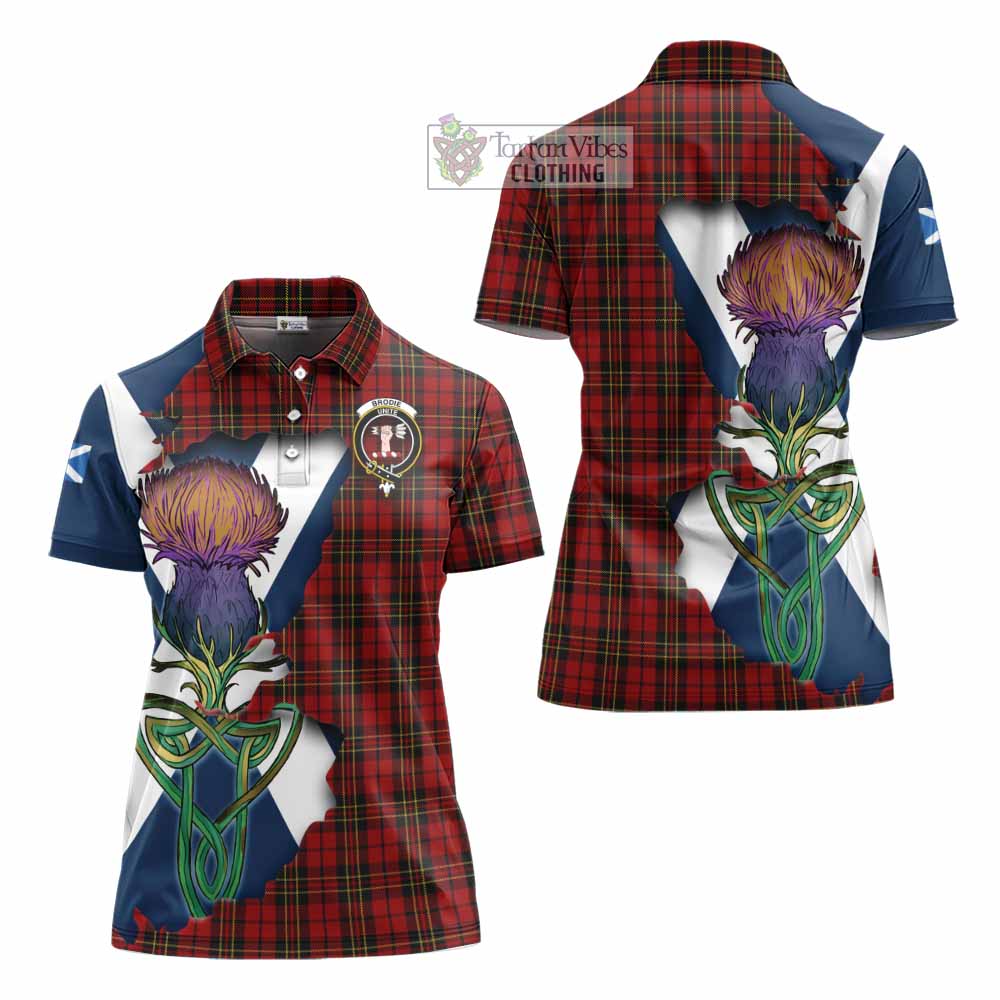 Tartan Vibes Clothing Brodie Tartan Family Crest Women's Polo Shirt Scottish Thistle Celtic Inspired