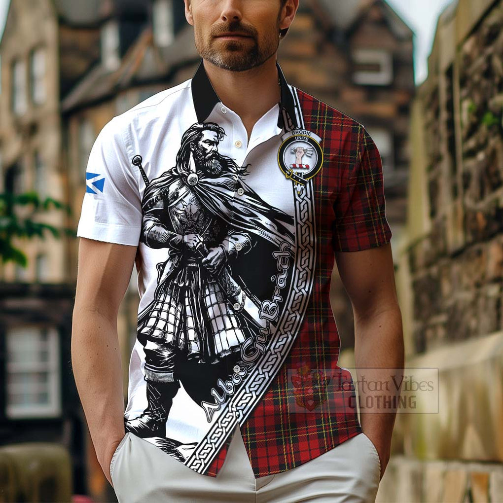 Brodie Tartan Clan Crest Hawaiian Shirt with Highlander Warrior Celtic Style - Tartan Vibes Clothing
