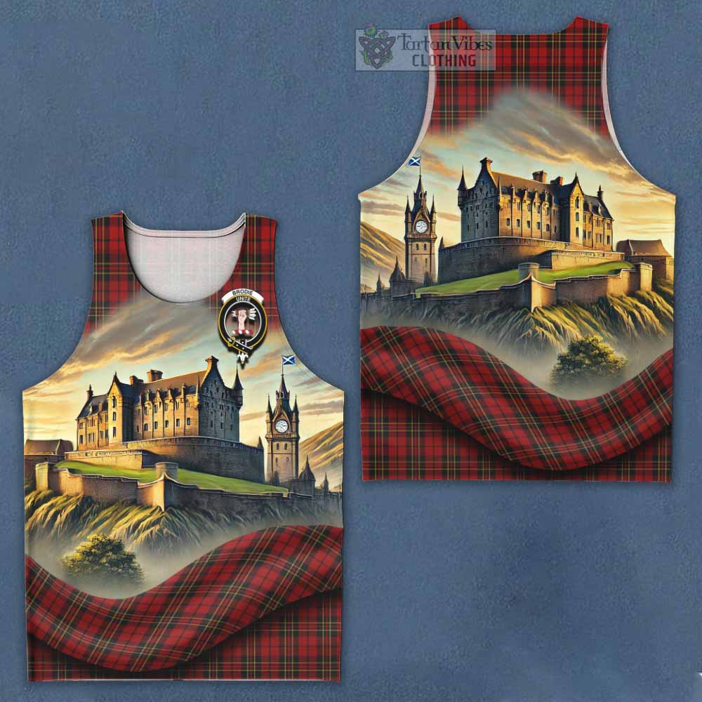 Brodie Tartan Family Crest Men's Tank Top with Scottish Ancient Castle Style - Tartan Vibes Clothing