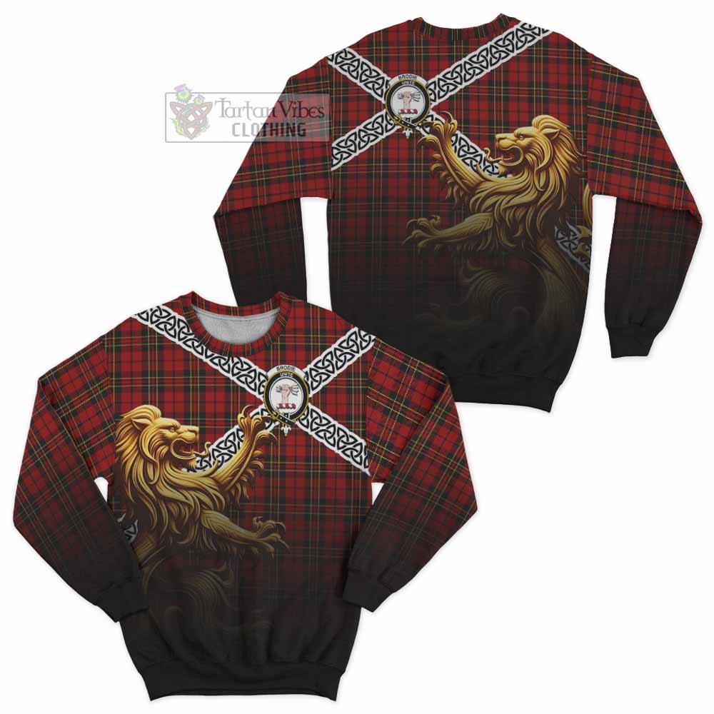 Brodie Crest Tartan Sweatshirt with Golden Lion Emblem Celtic Style - Tartan Vibes Clothing