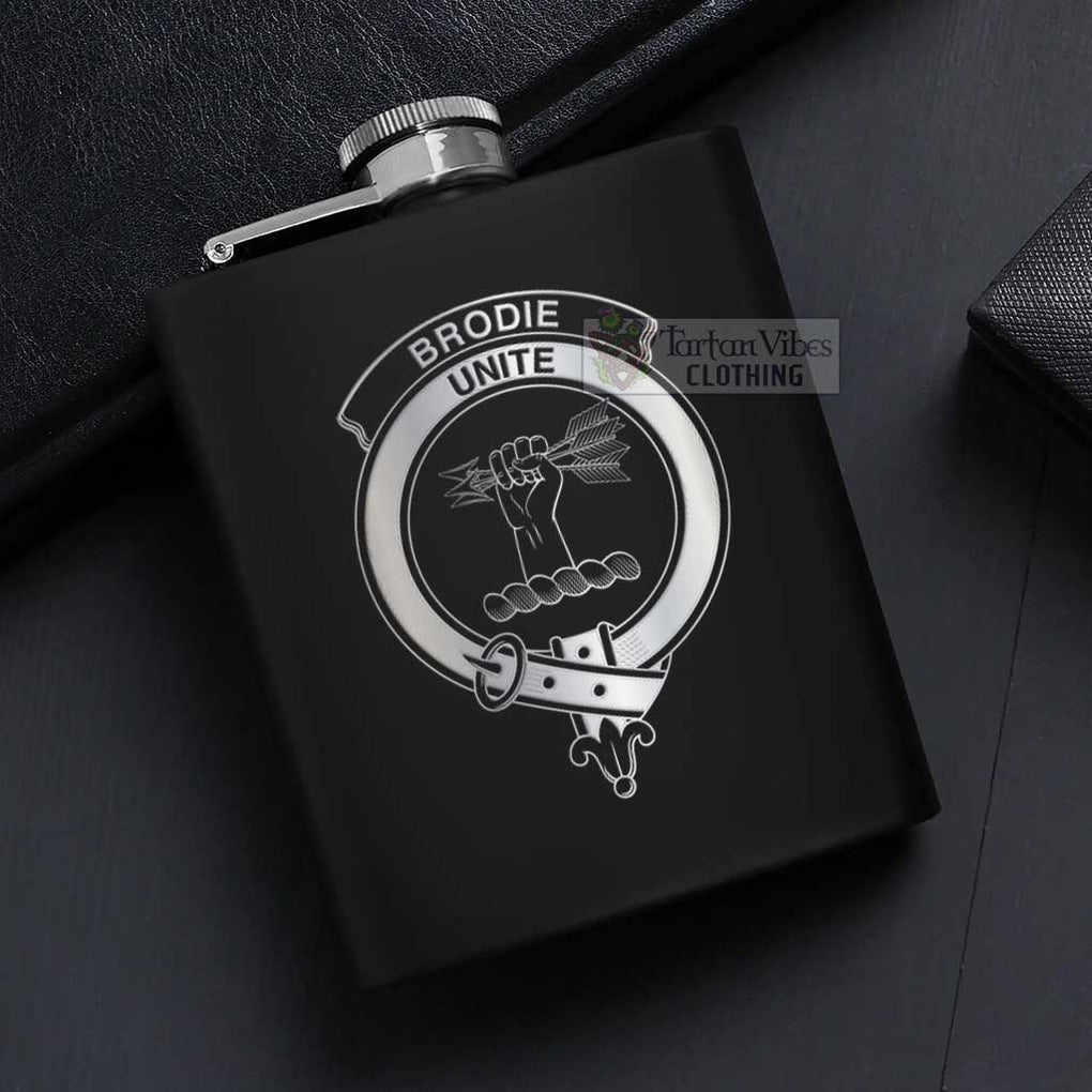 Brodie Crest Hip Flask Set 7oz Black Stainless Steel with A Gift Box - 2D-tartanvibesclothing