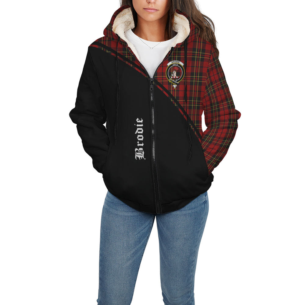 Brodie Tartan Sherpa Hoodie with Family Crest Curve Style - Tartanvibesclothing