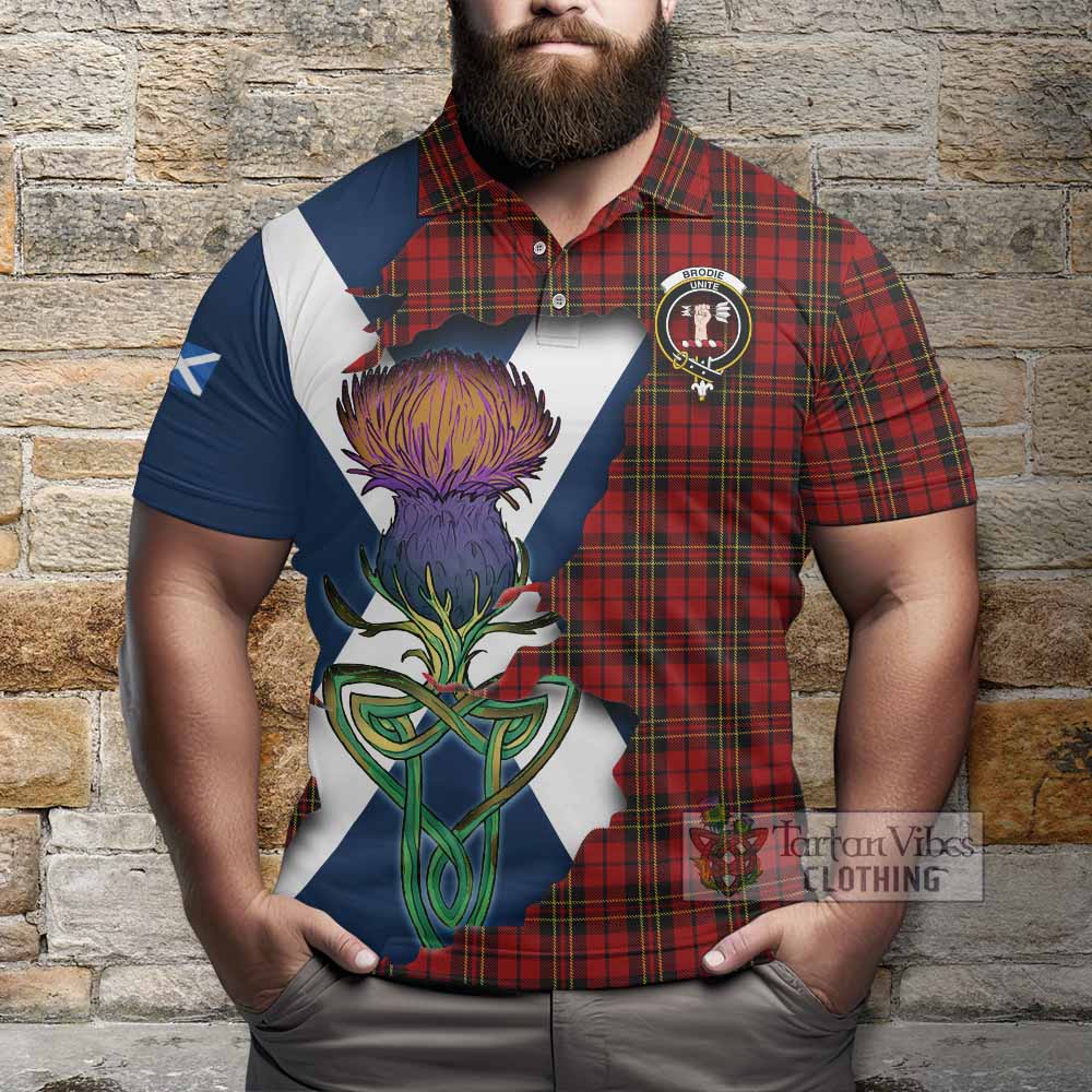 Tartan Vibes Clothing Brodie Tartan Family Crest Polo Shirt Scottish Thistle Celtic Inspired