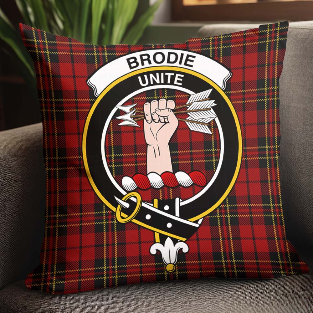 Brodie Tartan Pillow Cover with Family Crest - Tartan Vibes Clothing